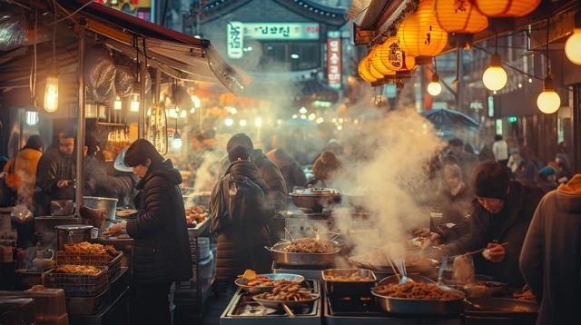 夏日夜幕下的消費場景：燒烤攤與小吃店熱鬧非凡，但一位顧客的行為引發爭議