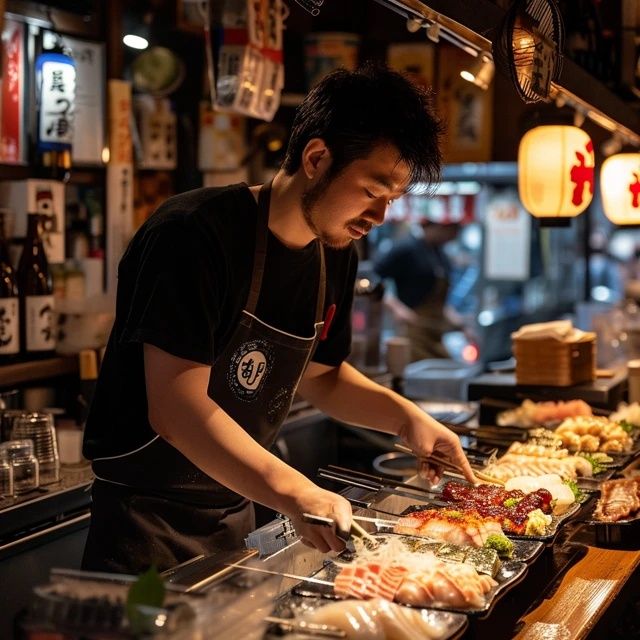 夏日夜幕下的消費場景：燒烤攤與小吃店熱鬧非凡，但一位顧客的行為引發爭議