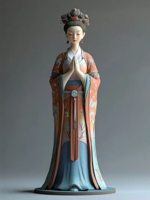 唐仕女俑國學(xué)文化藝術(shù)品古代宮廷生活彩繪騎馬俑一對兒手工藝品