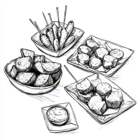 美女學生手繪美食(手繪美食)