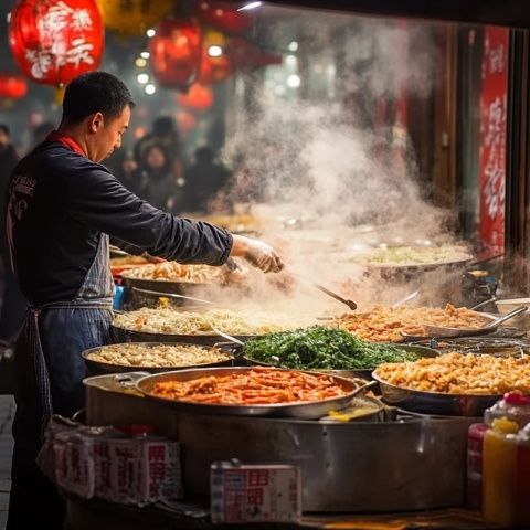 街頭夜宵之美-夜幕下的燒餅小攤