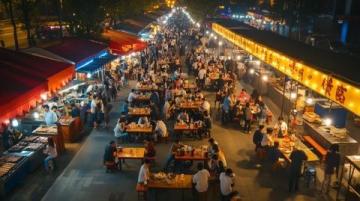 南寧百盛步行街:西關(guān)夜城里美食香氣撲鼻,種類繁多